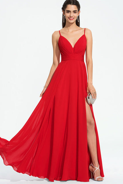 Robe Rouge Fendue Élégante - gallery 3