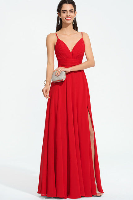 Robe Rouge Fendue Élégante - gallery 2