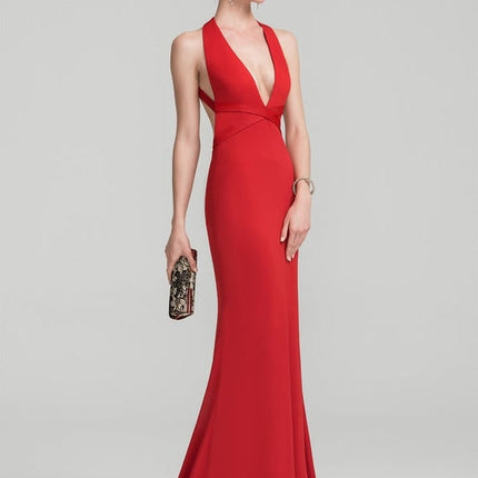 Robe Sirène Rouge Décolleté Plongeant