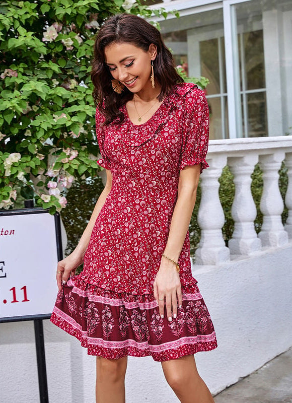 Chic Robe Rouge Courte Robe Rouge